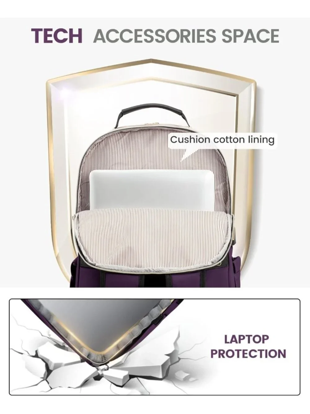 Stylish Quilted Laptop Backpack Purse for Women, Travel & School Bag with USB